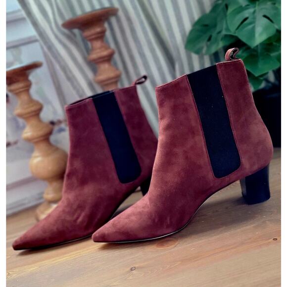 Manolo Blahnik Tiraba Terracotta Red Suede Ankle Boots - Picture 4 of 11